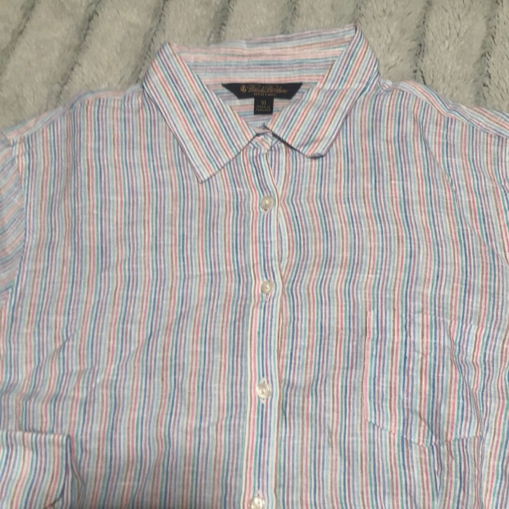 Brooks Brothers Iris linen striped blouse